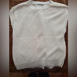Trina Turk Off White Knit Sleeveless Sweater, Size L